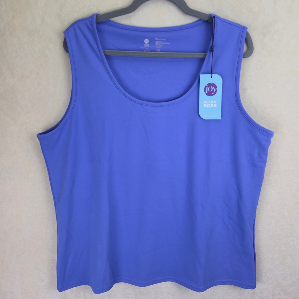 Clean Boss By Joy Womens‎ Tank Top 1X Purple Antimicrobial Athletic Activewear